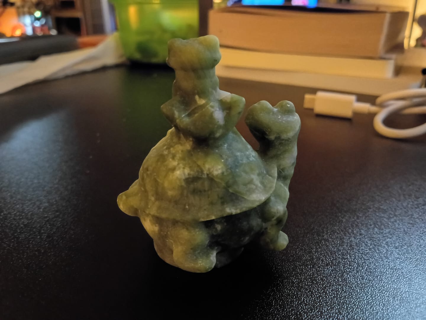 Customer photo review of Natural Crystal Serpentine Turtle Frog Carving