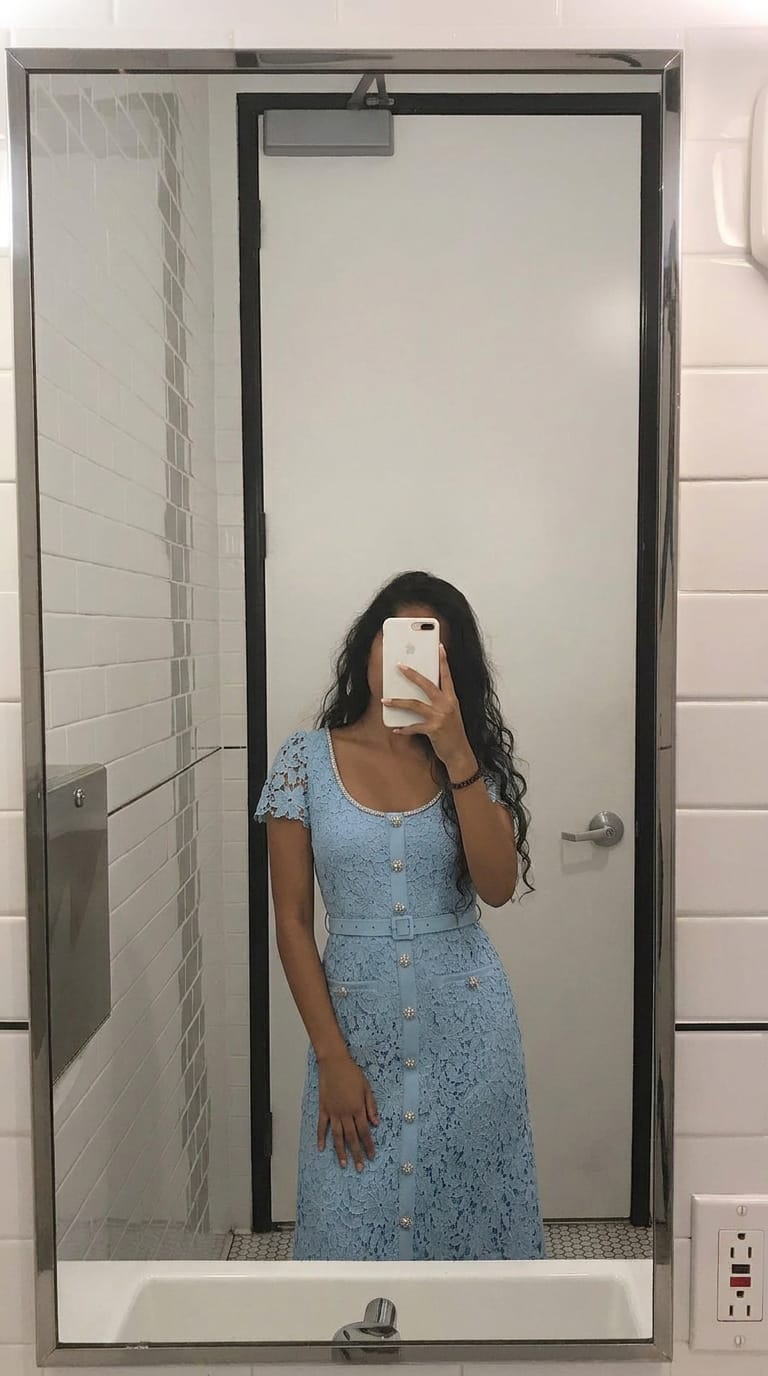 Customer photo review of Crystal Button Lace Midi Dress