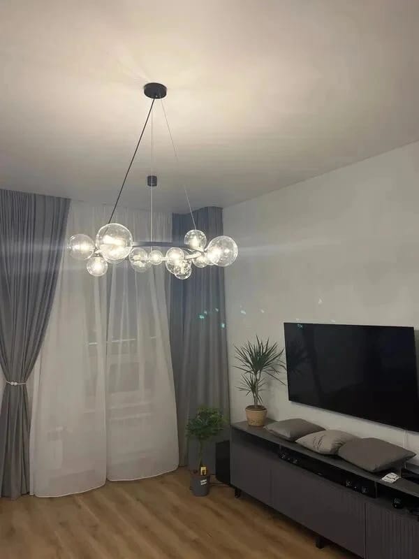 Customer photo review of Iron Chandelier for Staircase, Matte Black Frame, 90 cm