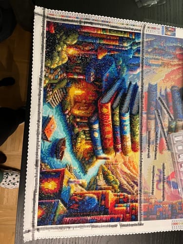 Customer photo review of Book Tower, Cartoon | Diamond Painting Kit