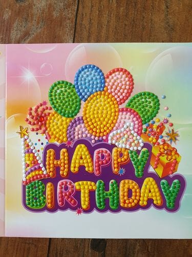 Customer photo review of Happy Birthday, Set of 12 | Diamond Painting Greeting Card Set