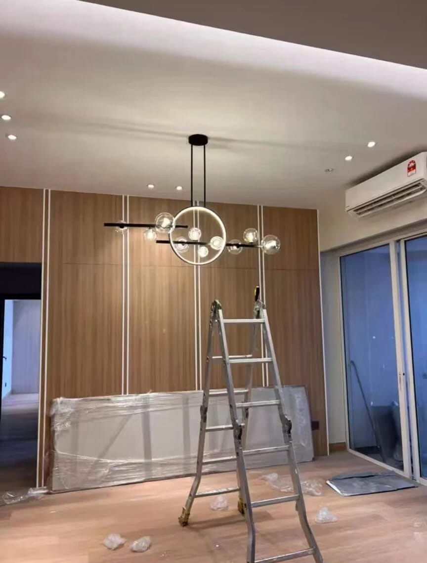 Customer photo review of Iron Chandelier for Staircase, Matte Black Frame, 90 cm