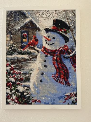 Customer photo review of Snowman in a snowfall | Diamond Painting Kit