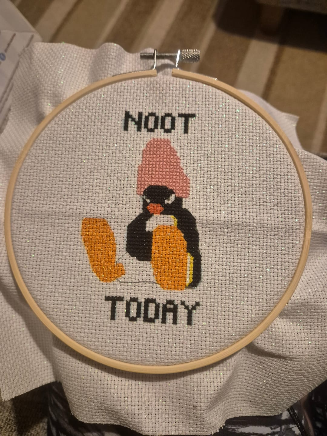 Customer photo review of CHEEKY PINGU™ - Cross Stitch Trio Kit
