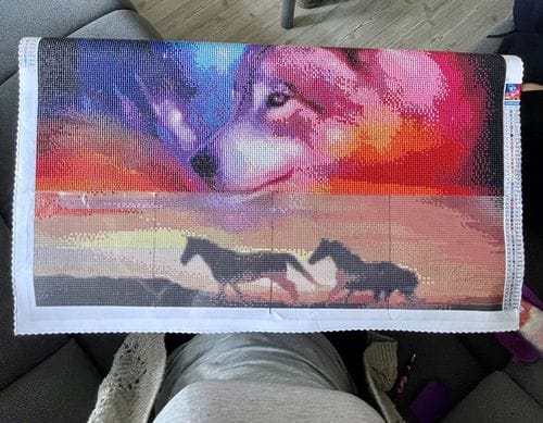 Customer photo review of Horses and wolves couples | Diamond Painting Kit