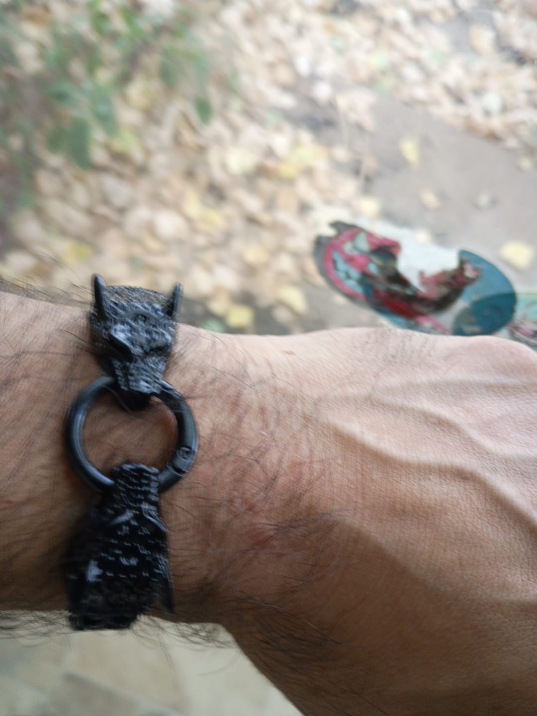 Customer photo review of FREE Today: Stainless Steel Wolf Head Viking Bracelet-Fenrir