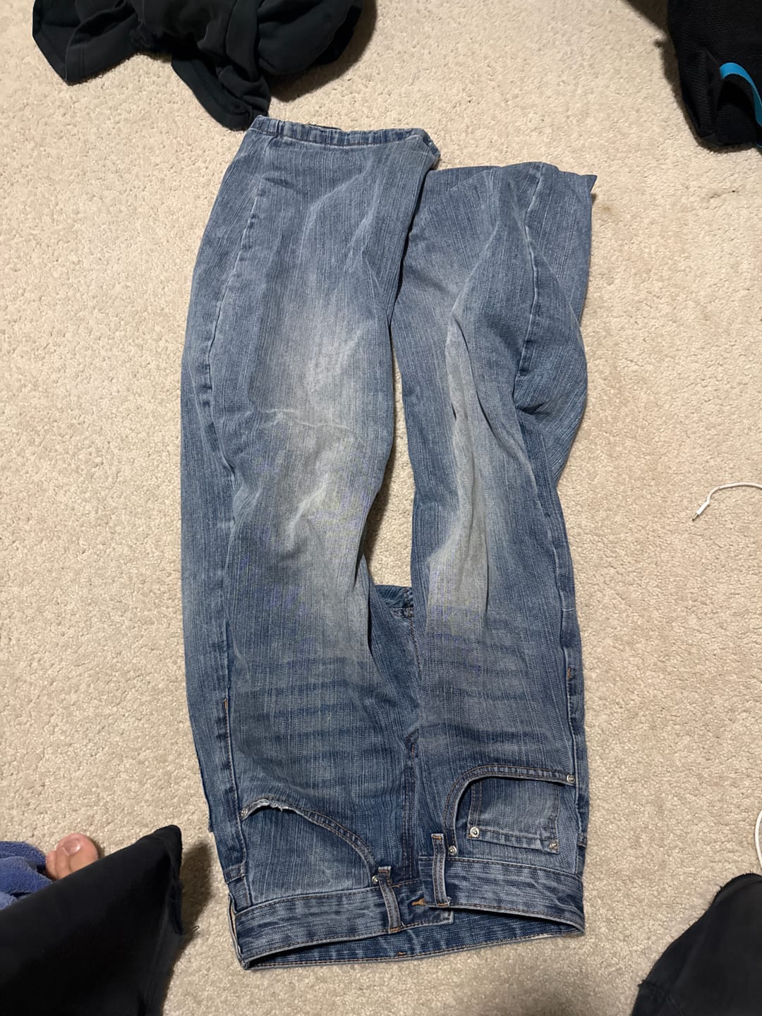 Customer photo review of Washed  Bamboo Weave Baggy Bootcut Jeans | Inflation Streetwear