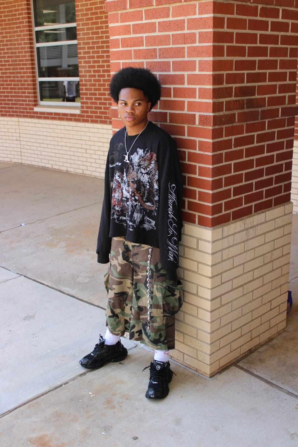 Customer photo review of Oversized Camo Cargo Longline Shorts | Inflation Streetwear