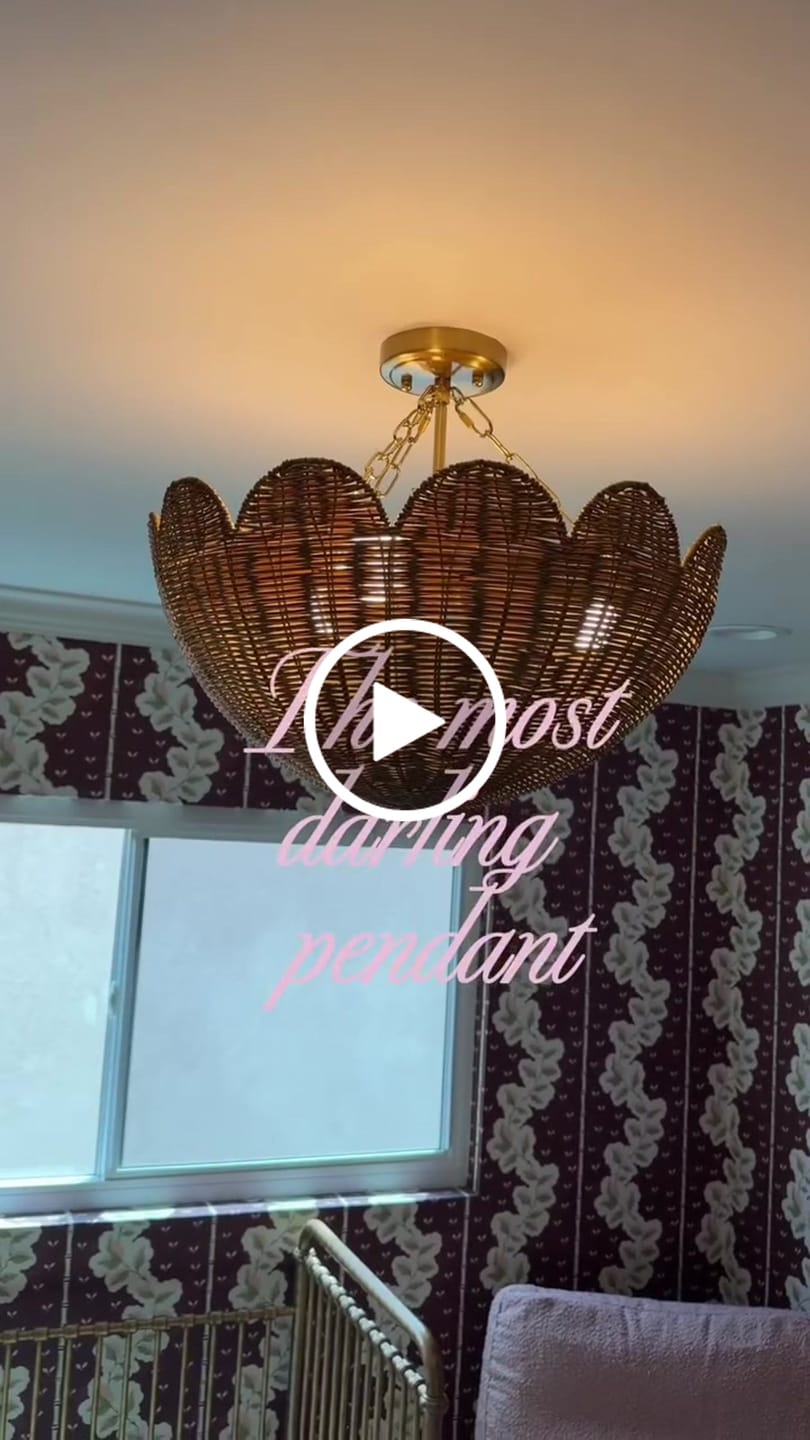 Customer video review of 3-Light Scalloped Hand-woven Rattan Floral Basket Semi-Flush Mount