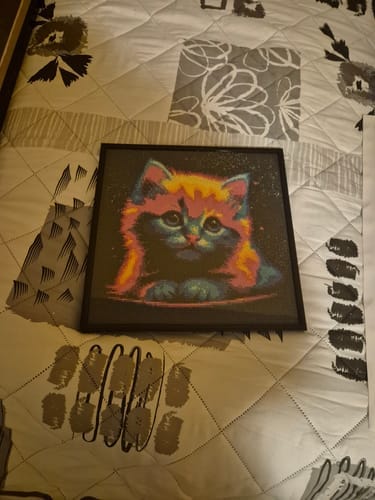 Customer photo review of The Neon Wonder Kitten | Diamond Painting Kit
