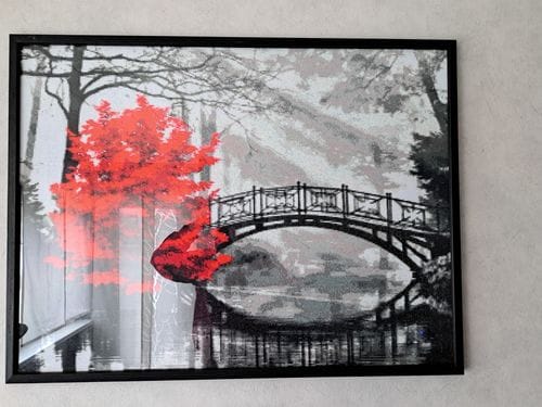 Customer photo review of Bridge in Black and White | Diamond Painting Kit