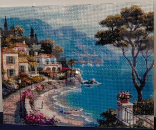 Customer photo review of Mediterranean city by the sea | Diamond Painting Kit