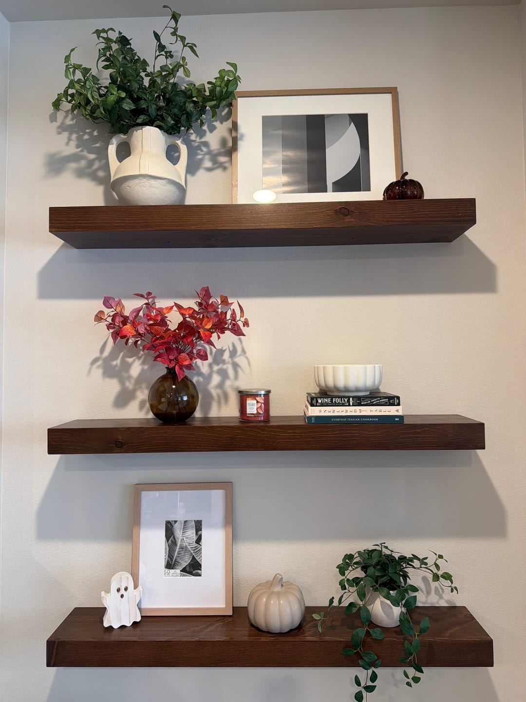Customer photo review of Modern 3" Thick Pine Floating Shelves