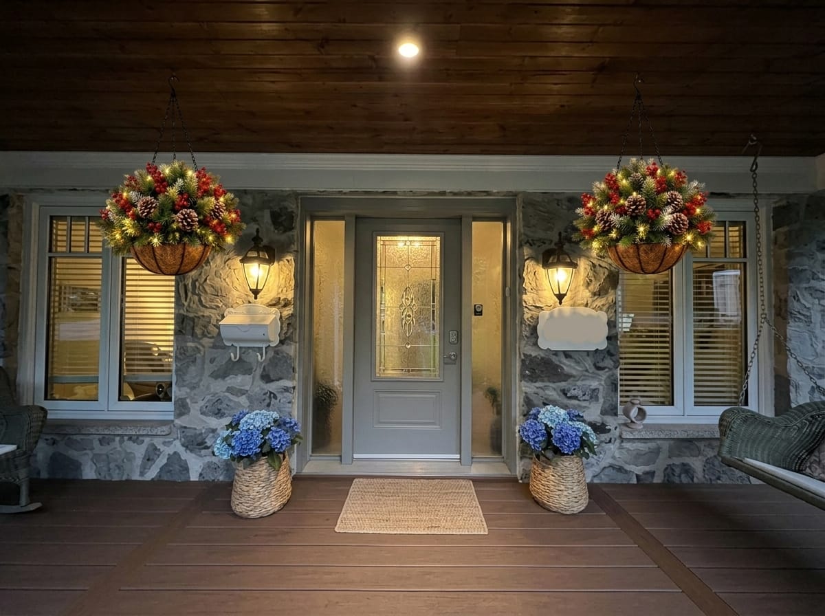 Customer photo review of 🎄 50% OFF Today | ✨ Pre-Lit Christmas Hanging Basket | 🌿 Get Your Porch Ready Early