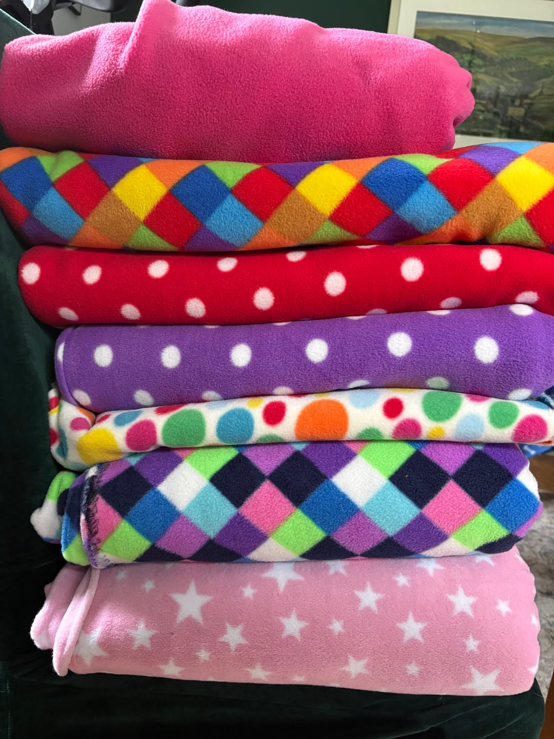 Customer photo review of White Polka Dot Anti Pill Polar Fleece Fabric