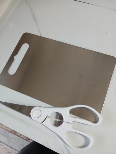 Customer photo review of Stainless Steel Cutting Board