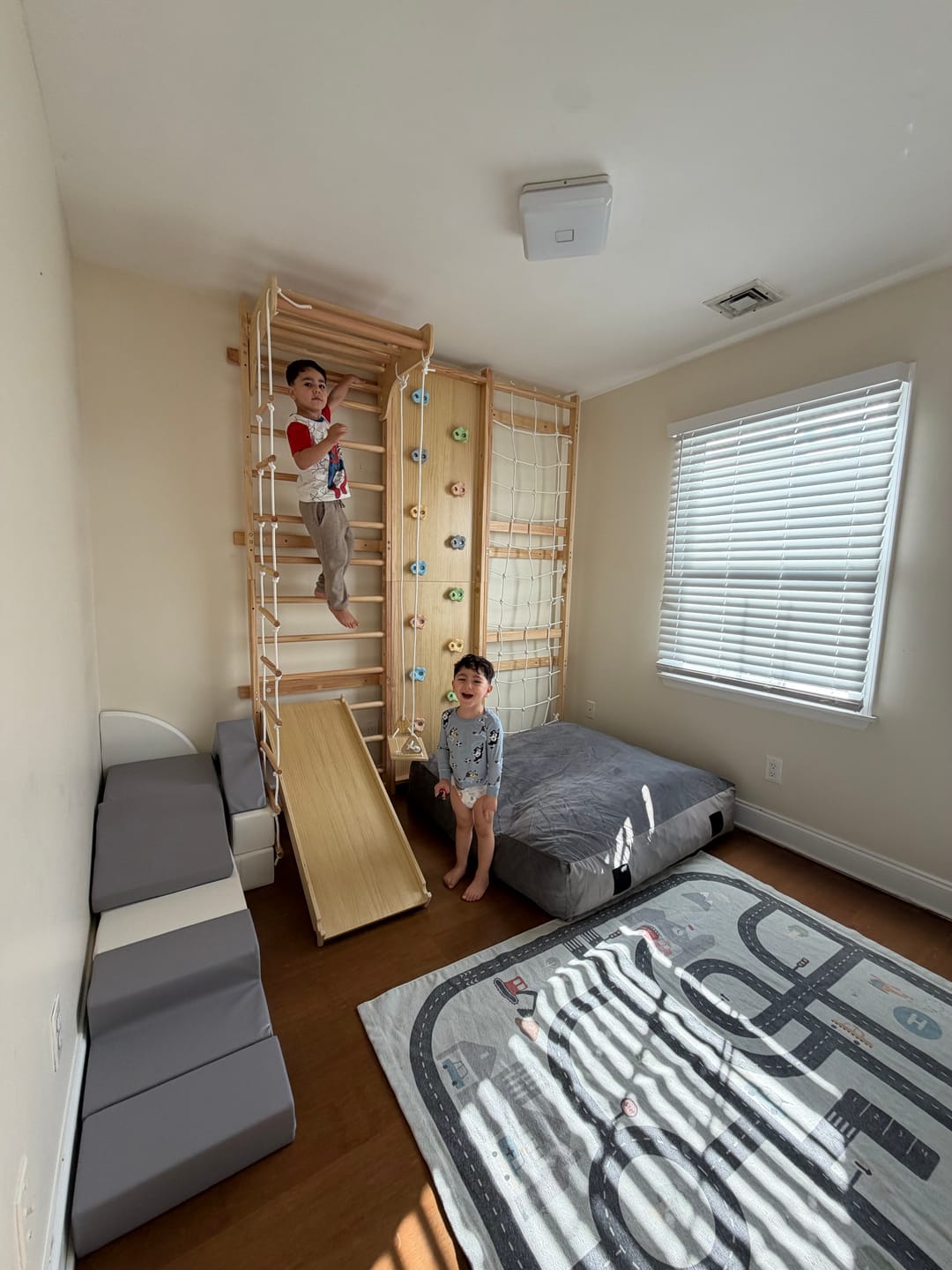Customer photo review of Walnut | Swedish Ladder Jungle Gym - Wall Mounted