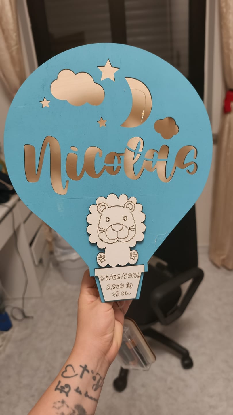 Customer photo review of Lampada Nascita Mongolfiera Personalizzata