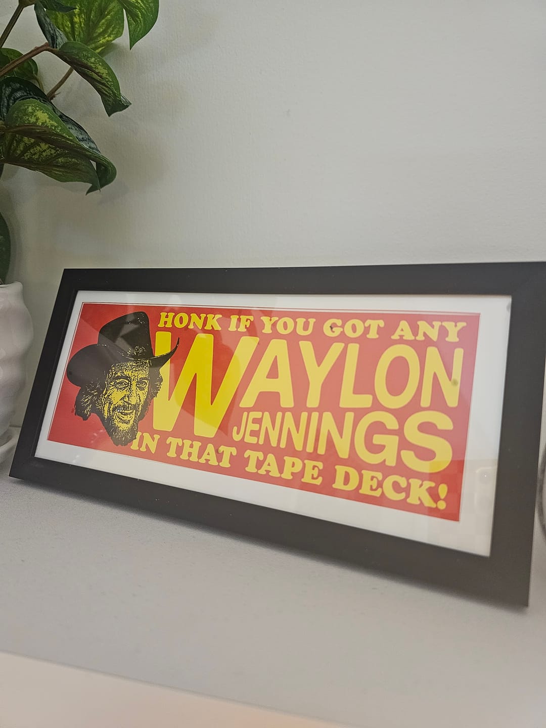 Customer photo review of Tape Deck Waylon Jennings Bumper Sticker