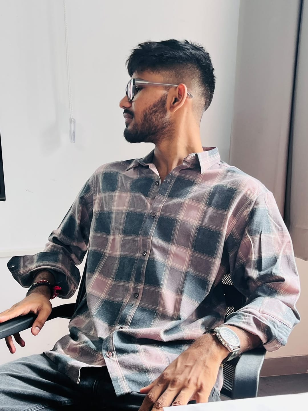 Customer photo review of The Dusk Men’s Full Sleeve Checkered Linen-Feel Cotton Shirt – Regular Fit