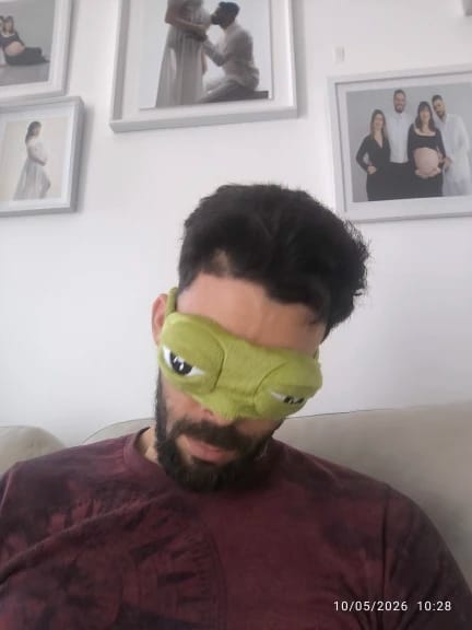 Customer photo review of Froggy's Ribbit Sleep Mask