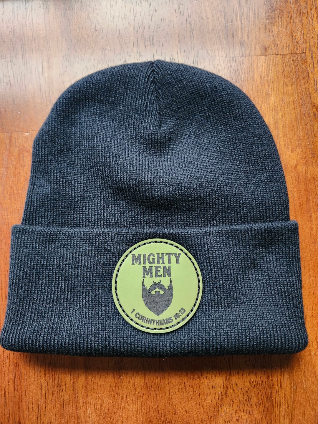 Customer photo review of Custom Leather Patch Beanies