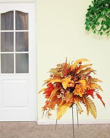 Customer photo review of Autumn Harvest Floral Garden Stake Arrangement