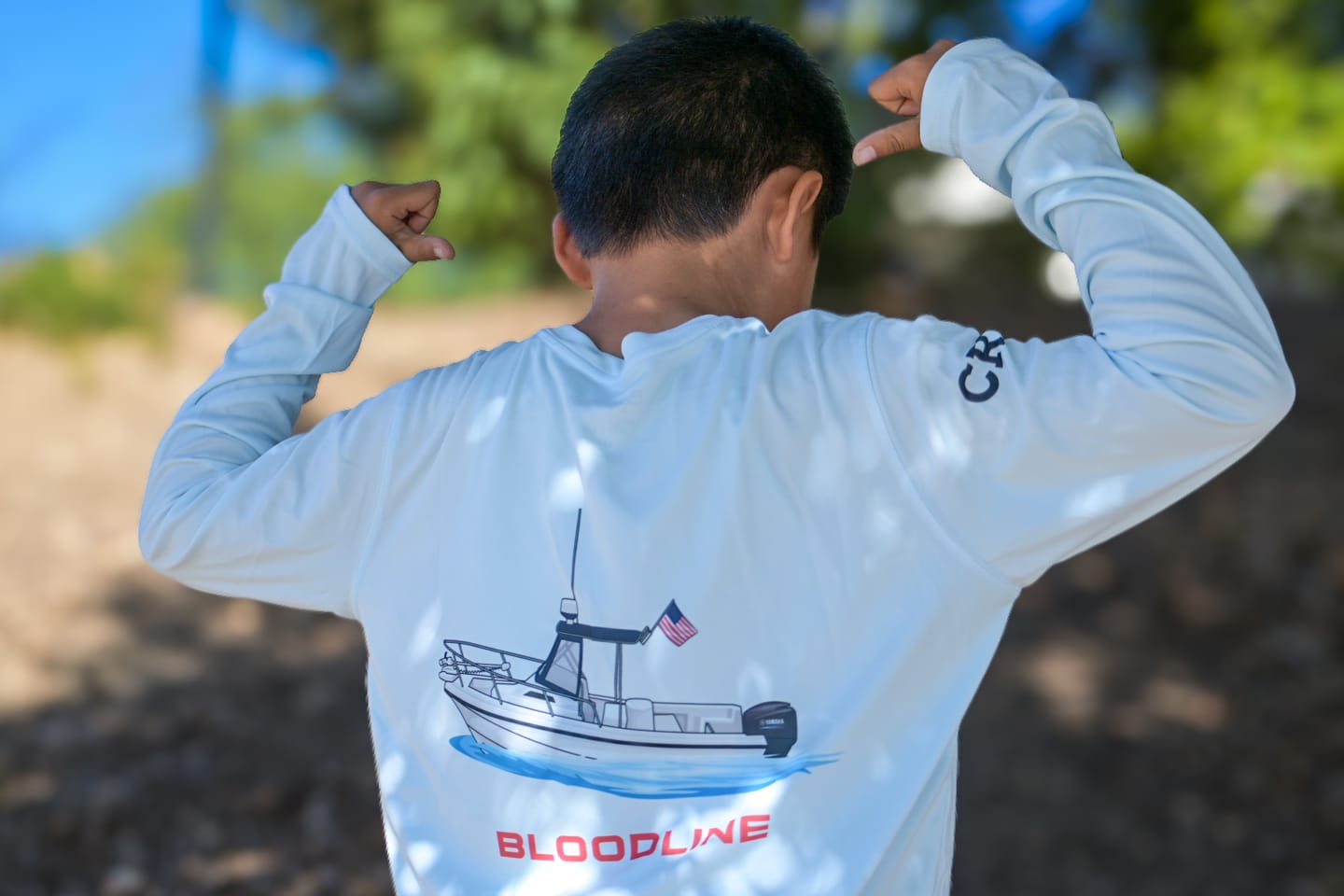 Customer photo review of Youth/Kids Captain & Crew Drifit Custom Boat Shirts