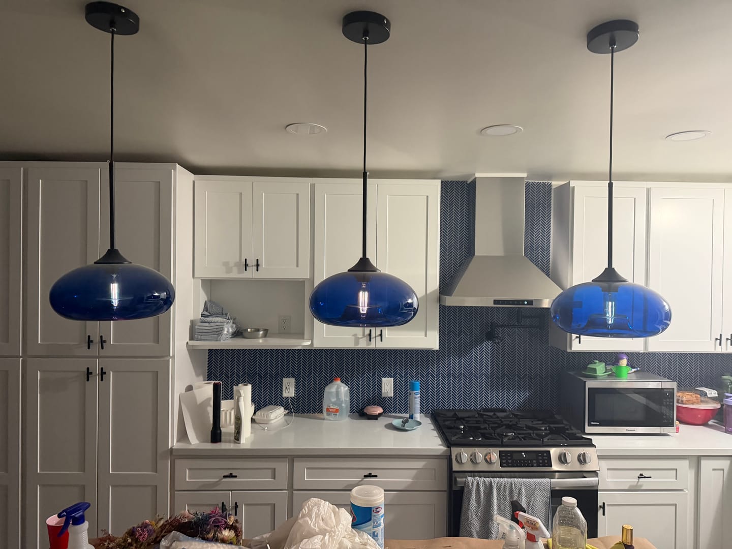 Customer photo review of Simple Modern Colorful Hanging Lamp Loft E27 Pendant Lamp Nordic Kitchen Restaurant Living Room Bedside Glass Lightings