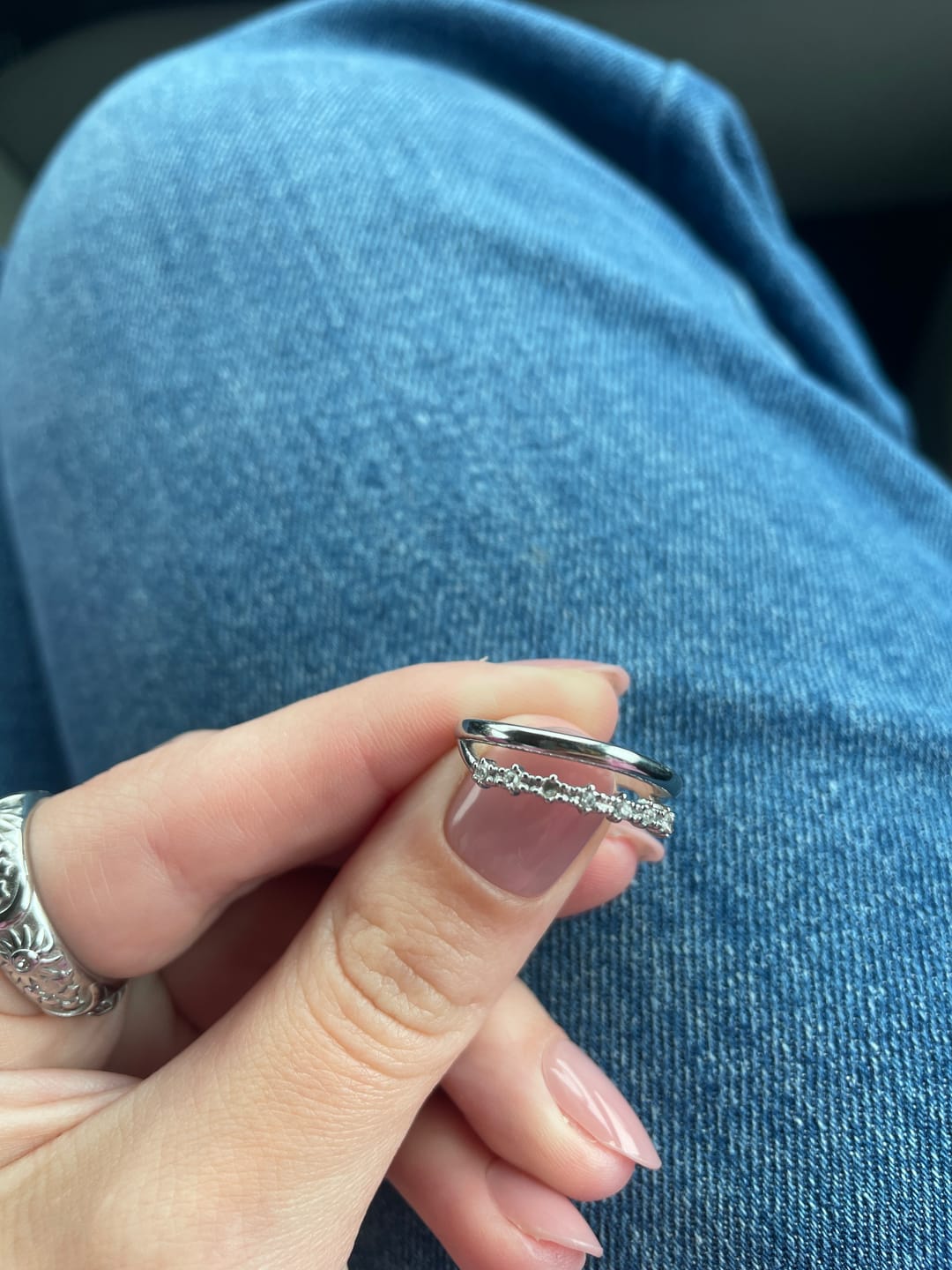 Customer photo review of Silver Marissa White Crystal Layered Ring