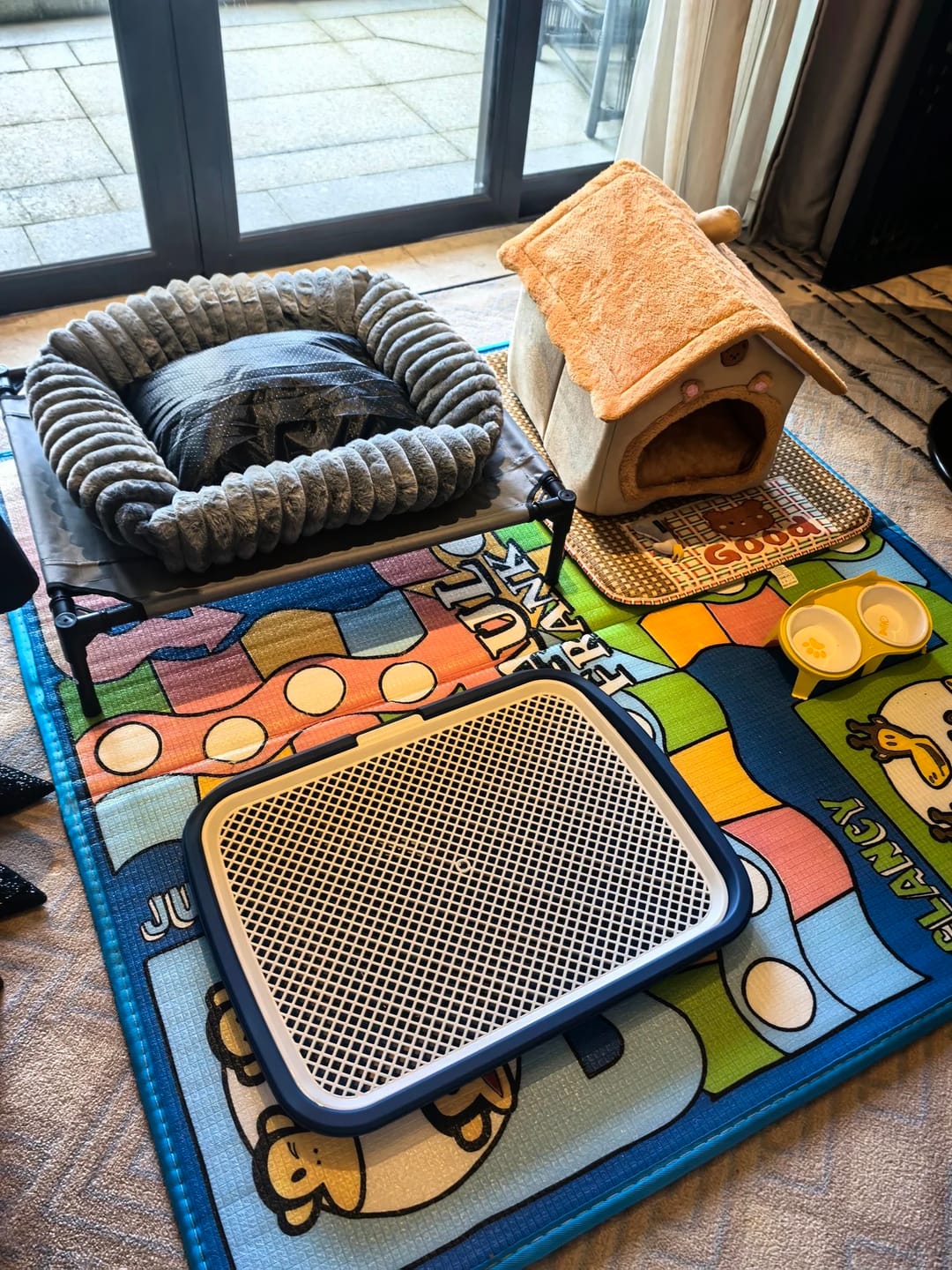 Customer photo review of Pawtique RibNest™ Plush Bolster Dog Sofa Bed