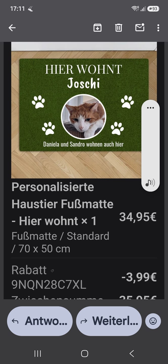 Customer photo review of Personalisierte Fußmatte - Foto mit Namensschild