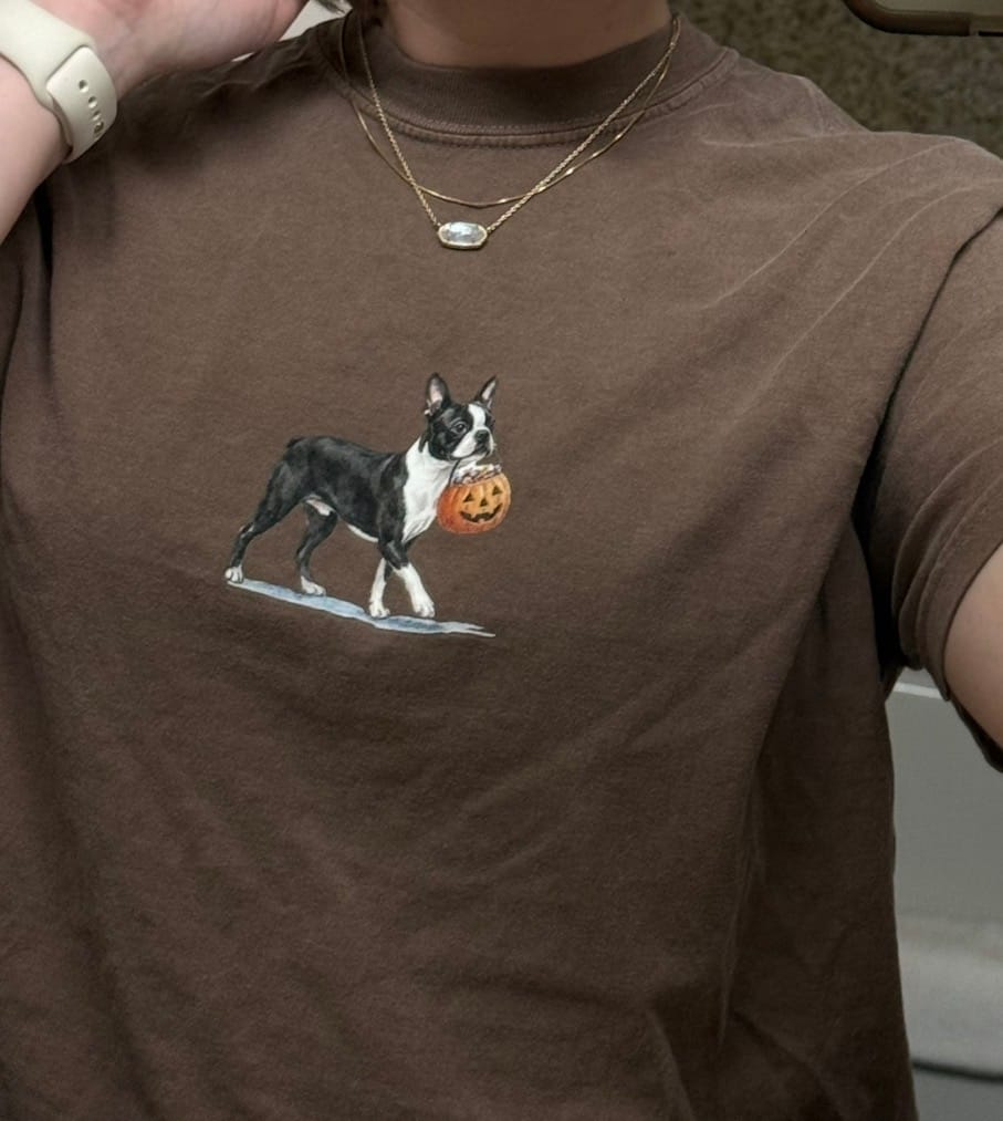 Customer photo review of Boston Terrier Halloween T-shirt