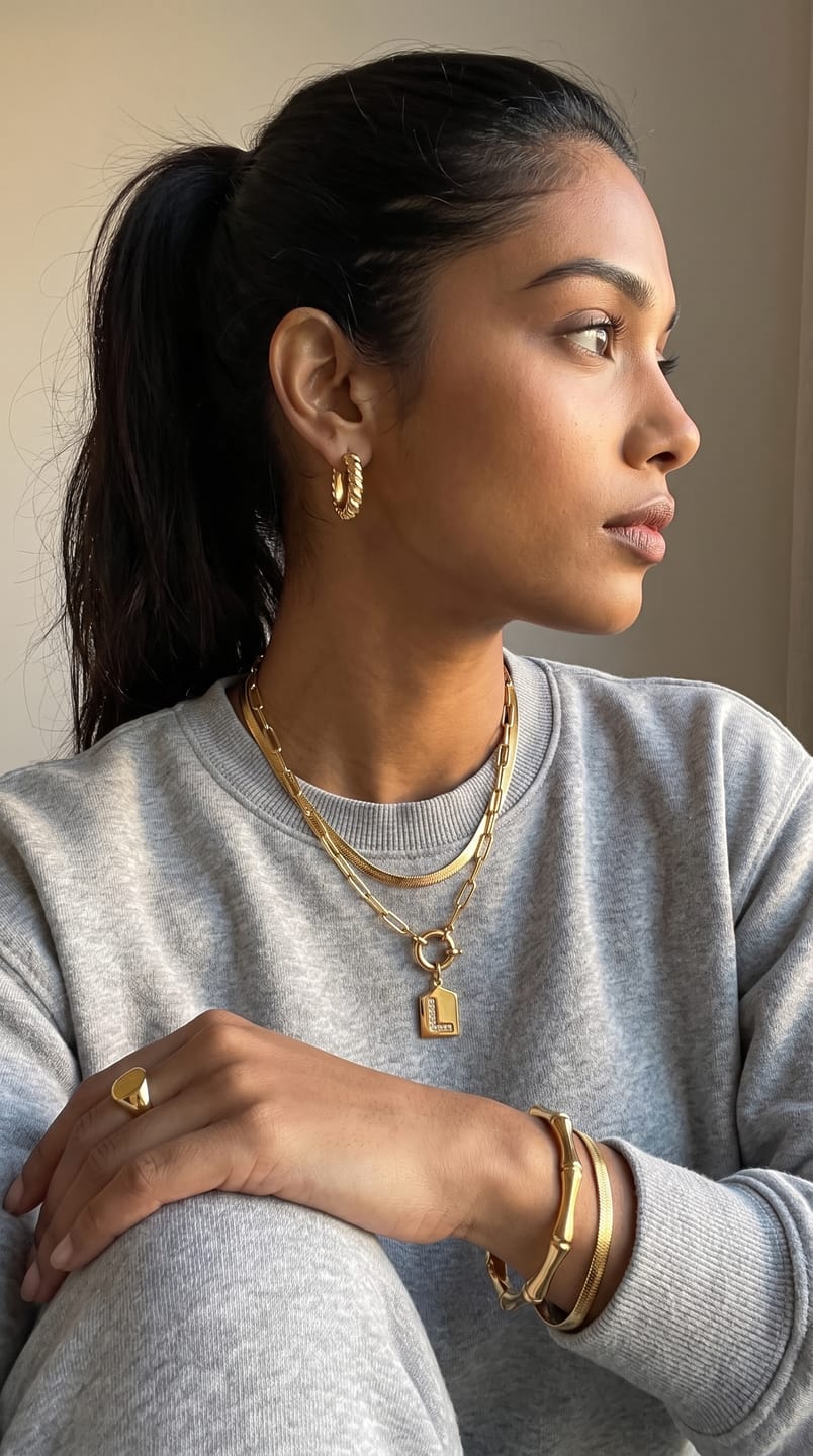 Customer photo review of Pavé Letter Pendant Necklace