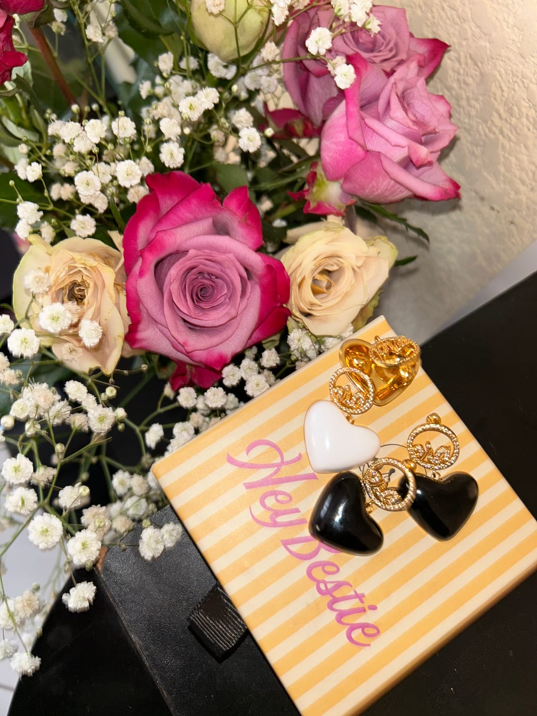 Customer photo review of Black Era Adore Gold Earrings