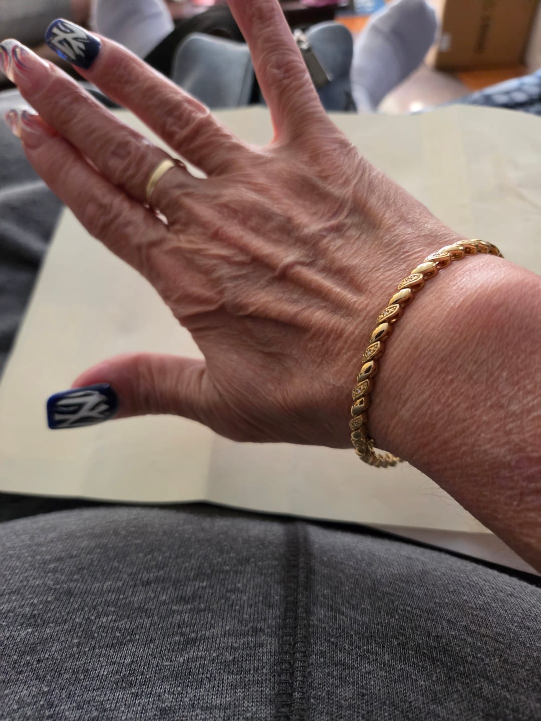 Customer photo review of Gilded 1/10 Carat Lab-Grown Diamond Fashion Bracelet with Chunky Metal Wave Motifs