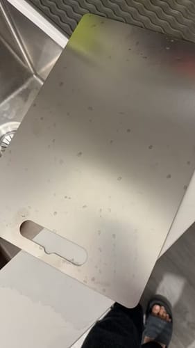 Customer photo review of Stainless Steel Cutting Board