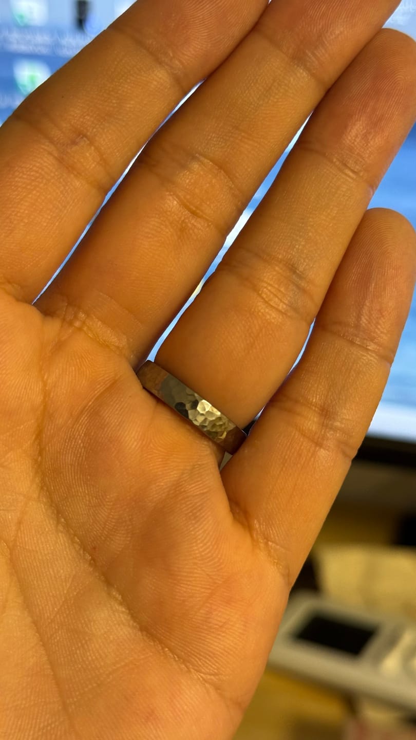 Customer photo review of Glimpse Eternity Pure Tantalum Hammered Mirror Ring