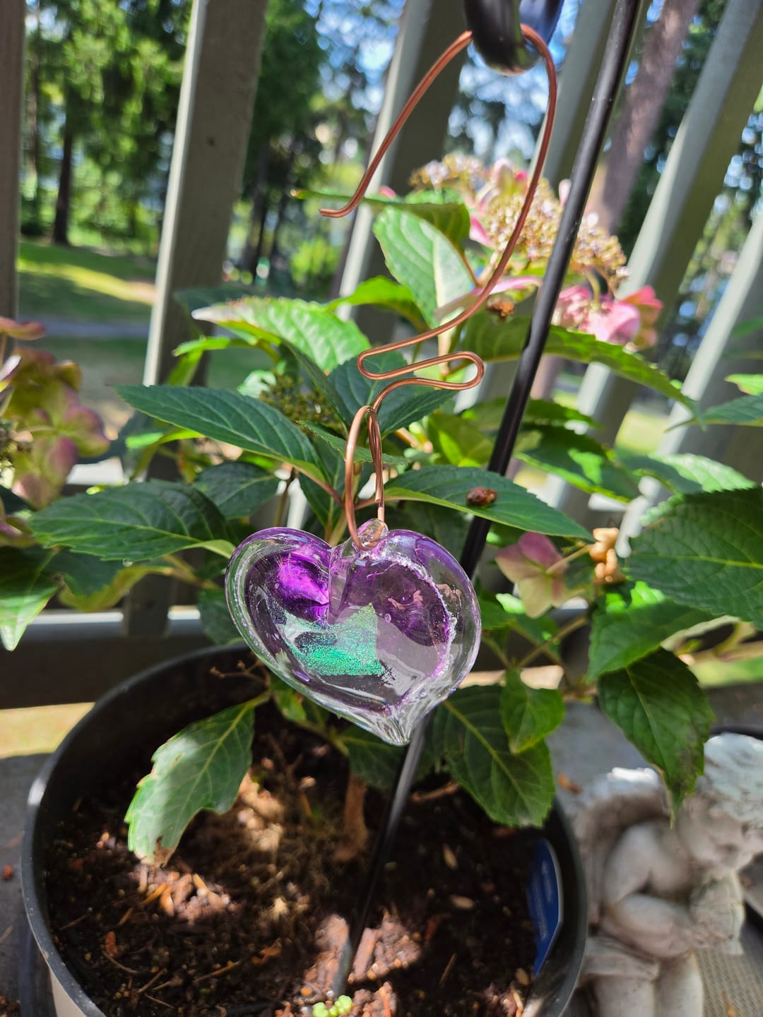 Customer photo review of Birthstone Cremation Glass Heart Suncatcher