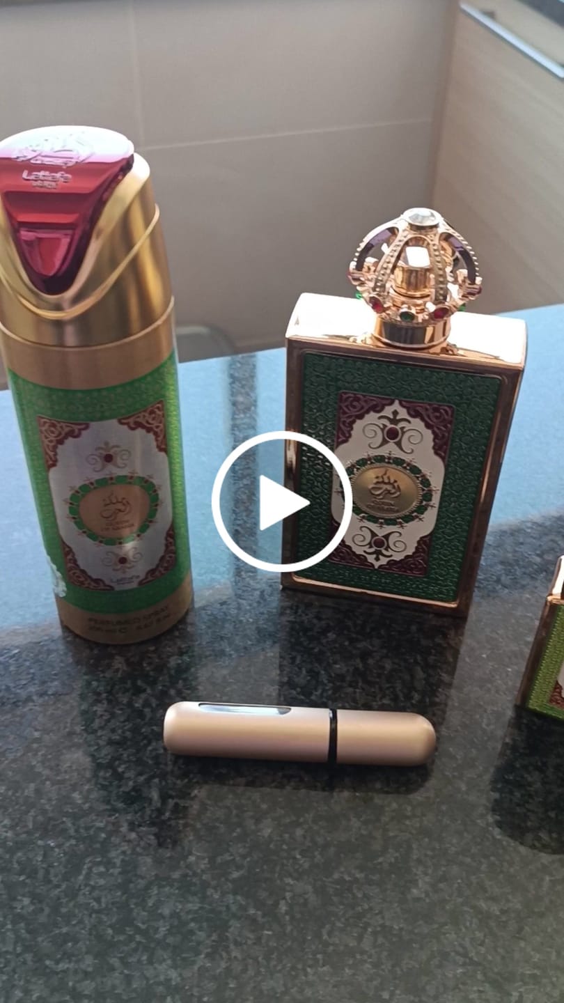 Customer video review of CONJUNTO QUEEN OF ARABIA LATTAFA PRIDE - 100ML
