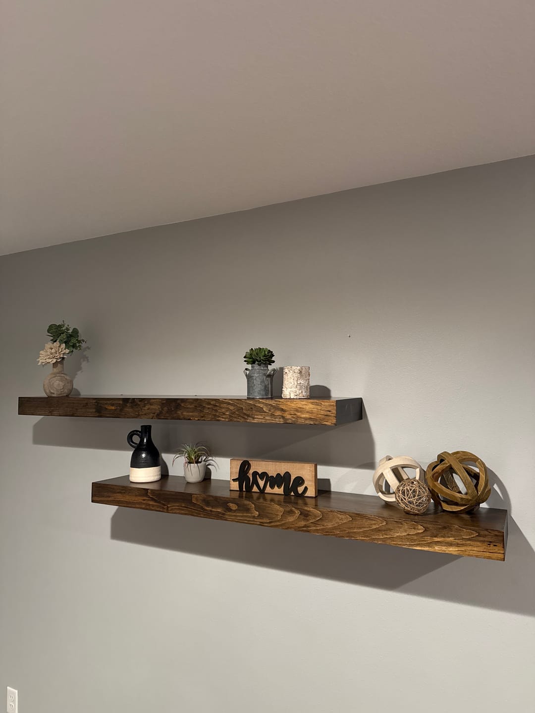 Customer photo review of Modern 3" Thick Pine Floating Shelves