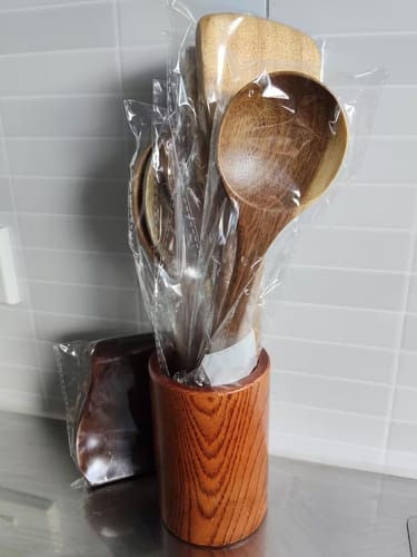 Customer photo review of Teak Kitchen Utensil Set