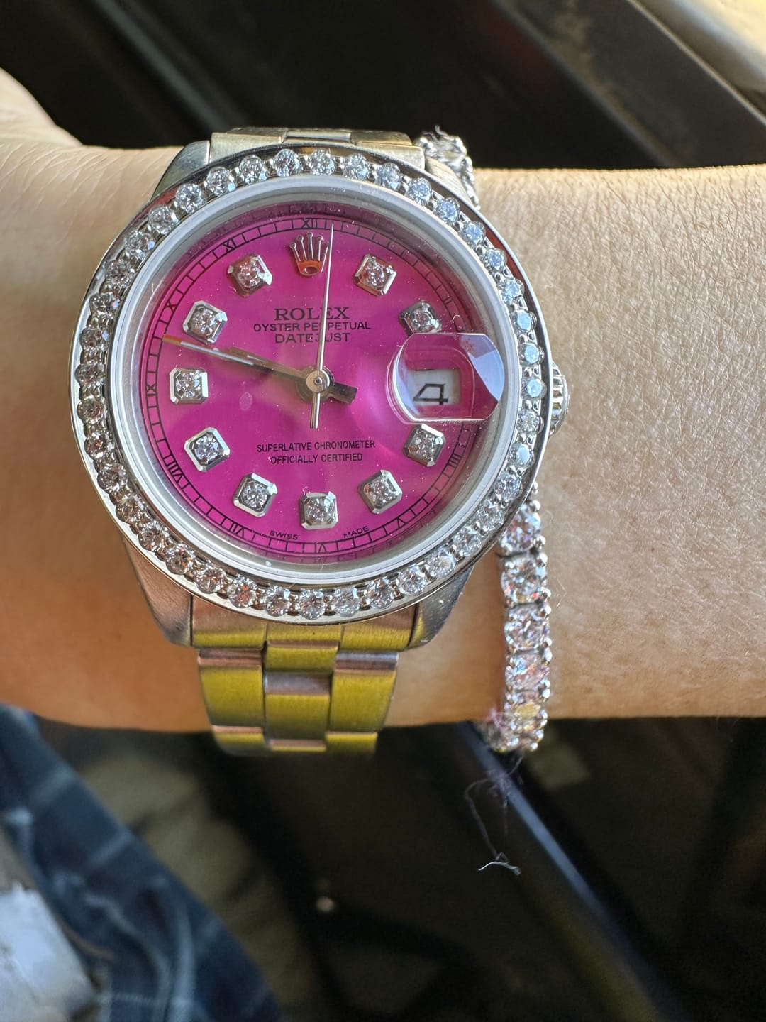 Customer photo review of Rolex Datejust 26MM 6916 Pink Diamond Dial Diamond Bezel Stainless Steel Oyster Bracelet 0.9ct