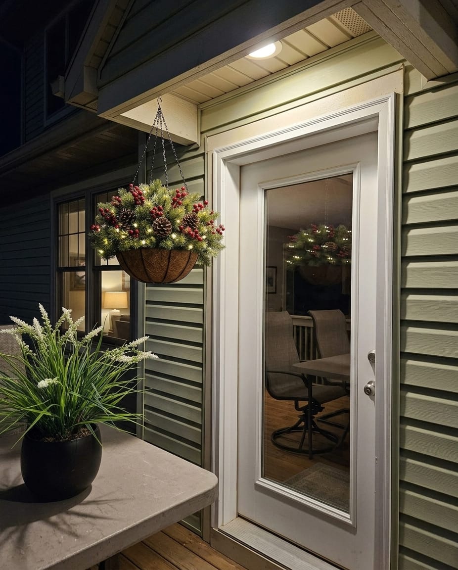 Customer photo review of 🎄 50% OFF Today | ✨ Pre-Lit Christmas Hanging Basket | 🌿 Get Your Porch Ready Early
