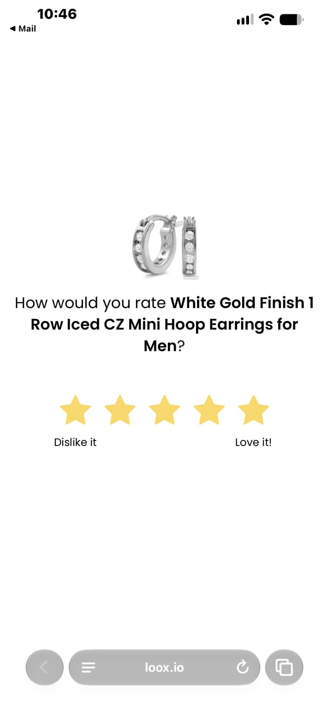 Customer photo review of White Gold Finish 1 Row Iced CZ Mini Hoop Earrings for Men