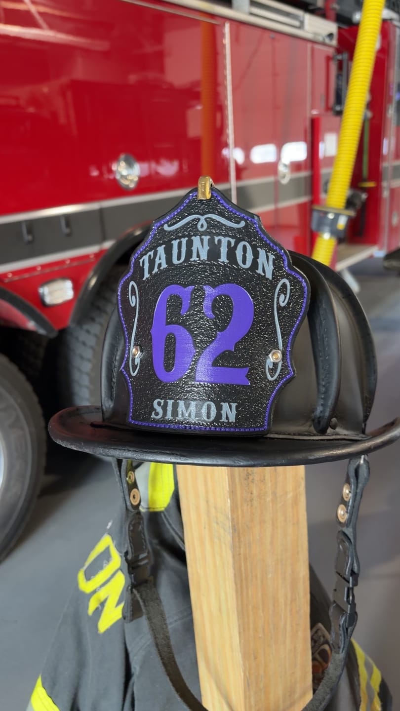 Customer photo review of Bare Bones Leather Firefighter Helmet Shield