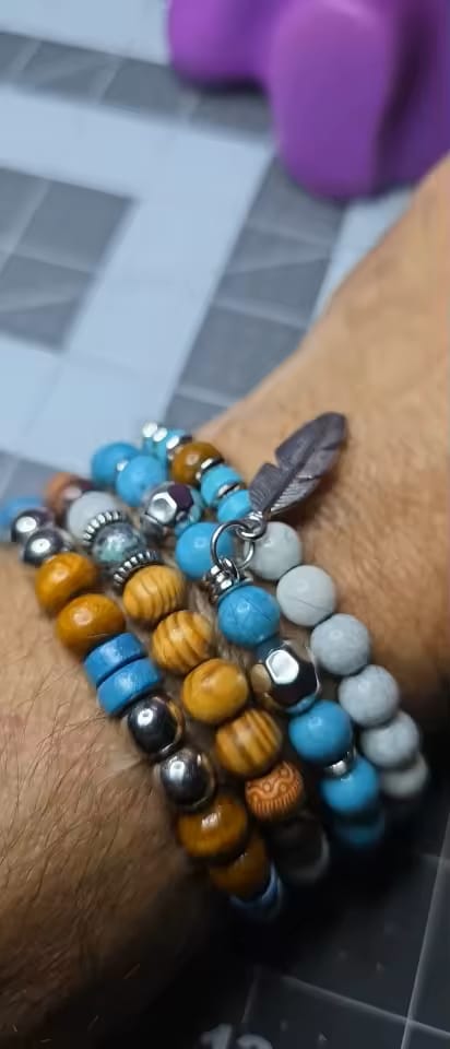 Customer photo review of Free Spirit Turquoise & Jasper Bracelet Stack