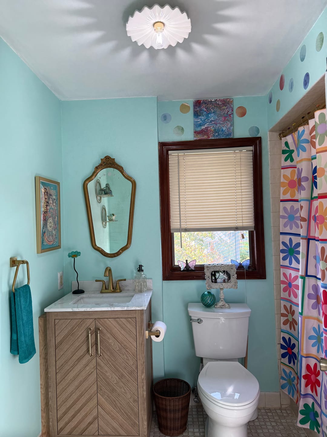 Customer photo review of Modern Aged Brass Single-Light Ruffled Semi-Flush Mount