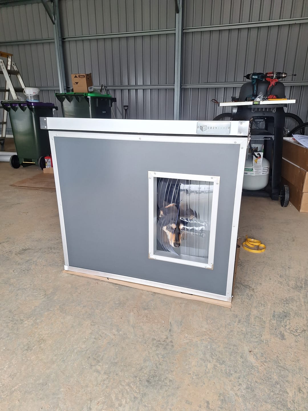 Customer photo review of CozyCube Coldroom Panel Insulated Dog House/Kennel