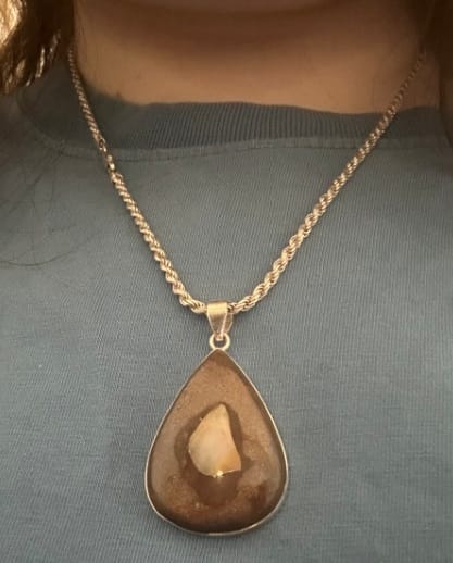 Customer photo review of Premium Boulder Opal Pendant 2 1/8" (.925 Sterling Silver)